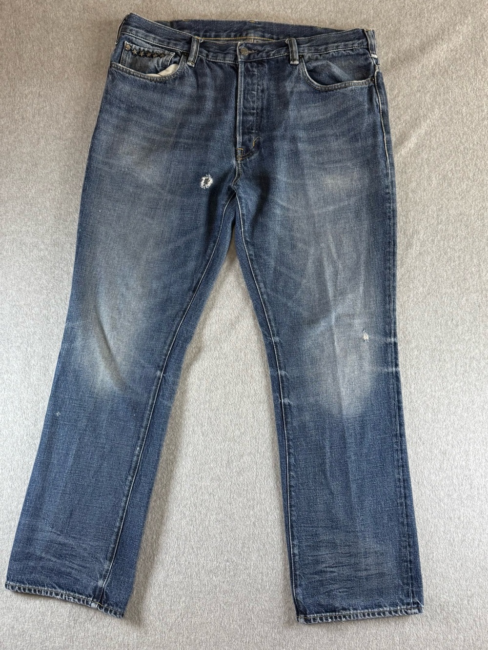 Denim & Supply Ralph Lauren Slouch Jeans Blue Star Studded Mens 36x32 Distress